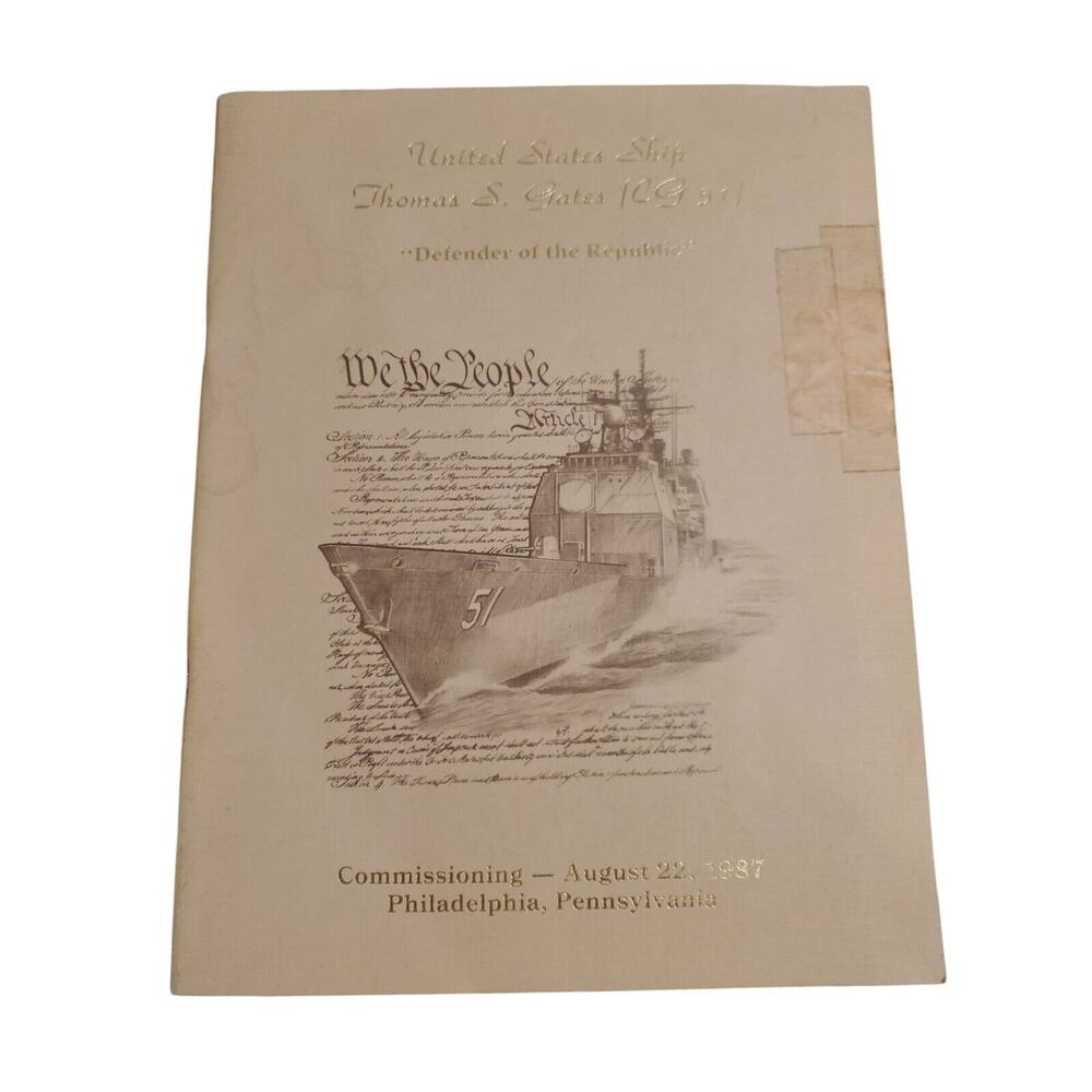 USS Thomas Gates Commissioning Day Program Aug 22 1987 RARE